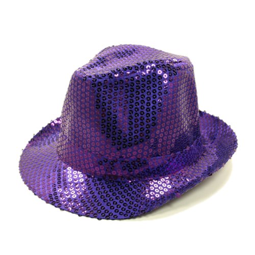 Purple Sequin Glitter Party Fedora Hat