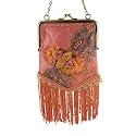 Victorian Pouch Pink Rose Fringe Beaded / Embellished Bag / Purse