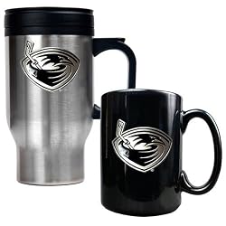 Atlanta Thrashers NHL Stainless Steel Travel Mug & Black Ceramic Mug Set - Primary Logo by Great American Products