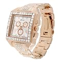 Geneva Platinum Mens Square Bezel Link Watch - 8.5"