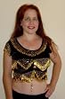 Black Velvet Blouse with Gold Beading & Gold Coins