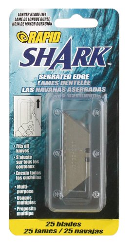 Rapid Tools RT00013 Rapid Shark Serrated Utility Knife  Blades with Built-in Dispensor Enviro-Pack, 25-Pack