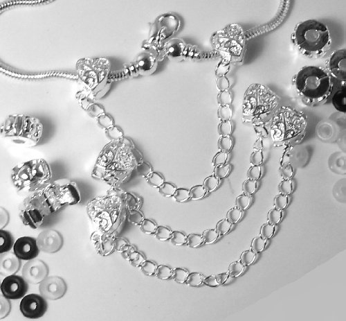 clip lock stopper beads Shiny Silver Euro Stopper 