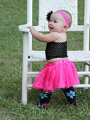 Black Leg Warmers with Multi Color Hibiscus Flowers for Baby and Toddler
