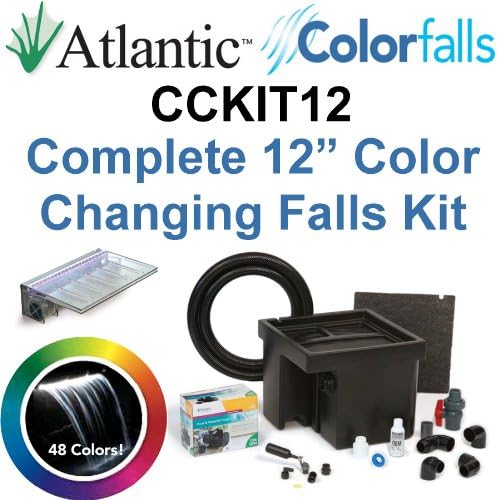 Atlantic Water Gardens CCKIT12 Complete Color Changing Colorfalls Kit - 12" Spillway, 48 Colors, Basin, Pump, Hose &amp; Fittings