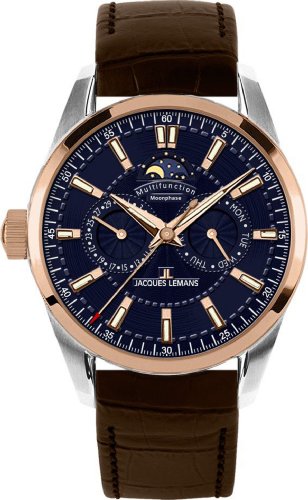 Jacques Lemans Sports Herren-Armbanduhr XL Liverpool Moonphase Analog Leder 1-1596E Preisvergleich