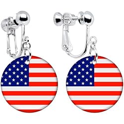 United States Flag Clip on Earrings