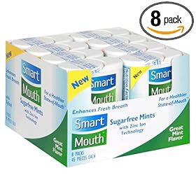 SmartMouth Sugarfree Mints, Great Mint Flavor, 8 packs