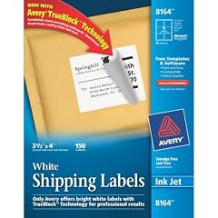 See more detail about Avery Shipping Labels for Ink Jet Printers with TrueBlock Technology, 3.33 x 4 Inches, White, Pack of 150 (08164)