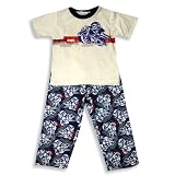 B.T. Kids - Boys 2-Piece Short Sleeved Pajama Set, Blue, White