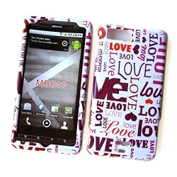 Motorola DROID X MB810 & Droid X2 MB870 (Verizon) Snap On Protector Hard Case "Love Love Love" Design