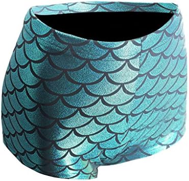 Roewe Women's Metallic High-Waist Mermaid Fish Scale Shorts