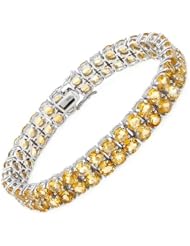 Sterling Silver 28 CTW Citrine Tennis Ladies Bracelet. Length 7.5 in. Total Item weight 28.0 g.