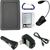 Super Bundle for the Barnes and Nobles Nook eReader: Silicone Skin Gel Case (Black), eBook LED Bright Light, USB Data Sync Cable, Screen Protector, USB Car Charger, USB Wall Home/Travel Charger, and Free Carabiner Key Chain