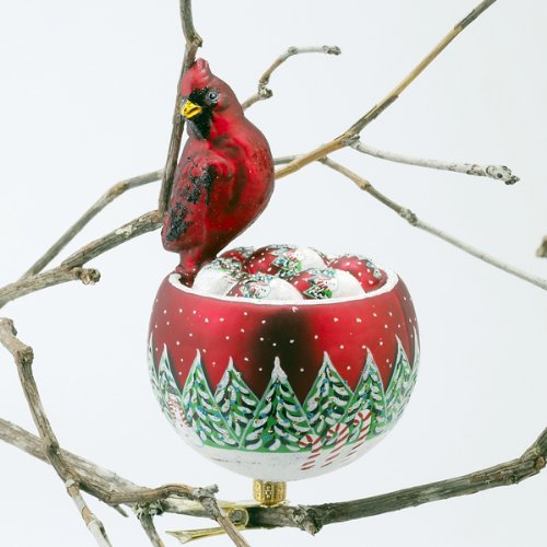 RED CARDINAL BIRDS NEST Glass Ornament Made in Poland David Strand NEW IN BOX RED CARDINAL BIRDS NEST Glass Ornament Made in Poland David Strand NEW IN BOX