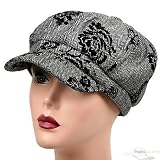Flower Print Newsboy Hat-Black