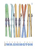 Stevens Pass, Washington, Skis in the Snow Artists Giclee Poster Print, 24x32