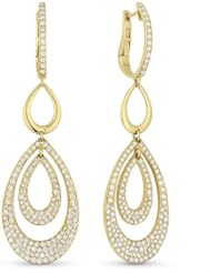 Natural 3.79ct White-Diamond Earring Set In 18K Yellow-Gold Post-With-Snap-Down