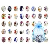 Bundle Monster 40 PC Silver Plated Ceramic Beads Charms Set Mix Lot A - Compatible with Pandora Biagi Troll Chamilia Bracelets