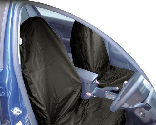 Extra Heavy Duty Black Waterproof High Back Front Seat Protector Set Ideal for cars, vans, 4x4's etc.