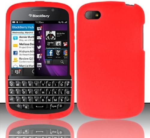 Phone Case Blackberry Q10 Red Silicone Gel Skin Soft Rubber Protector Cover