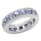  2.75 Carat Genuine Tanzanite Sterling Silver Band