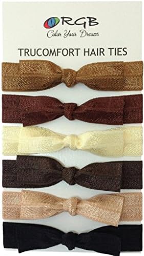 RGB TruComfort Classics Elastic Ribbon Hair Ties, Chocolate Layer Cake, Large