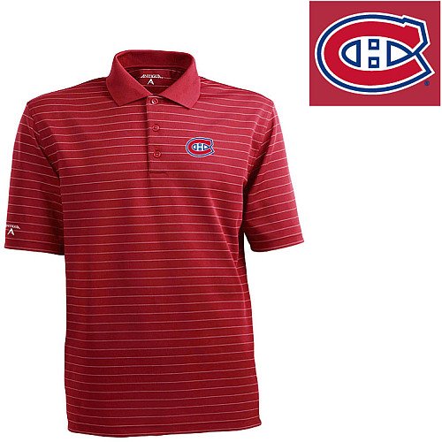 Antigua Montreal Canadiens Elevate Striped Polo Shirt Extra Large