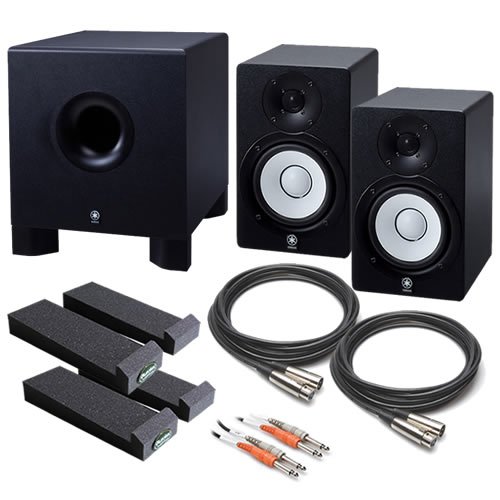 Yamaha HS50M (Pair) Monitor STUDIO BUNDLE w/ Subwoofer, MoPADs, Cables