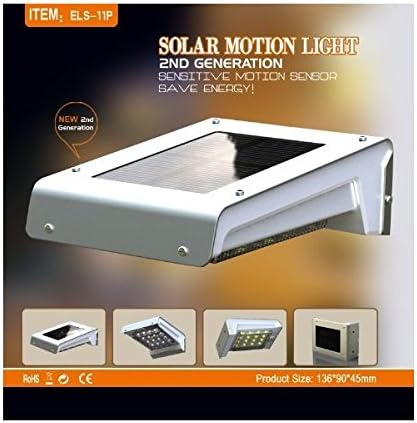 Lasting 16-LED Wireless Solar Motion Sensor Light Outdoor Home Garden Security Lamp, Weatherproof, Built-in Li-ion Battery (New Design 2nd Generation)