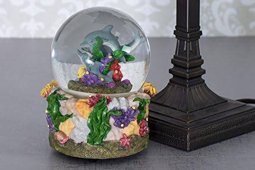 Dolpins Playing in Coral Reef 100MM Music Water Globe Plays Tune Somewhere Out There