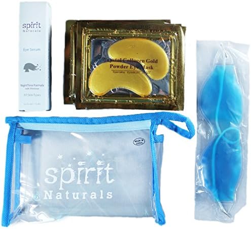 NEW!! Spirit Naturals Complete Eye Care Bundle Organic Eye Cream/ Collagen Eye Pads/Gel Cooling Mask Eliminates Dark Circles and Puffiness