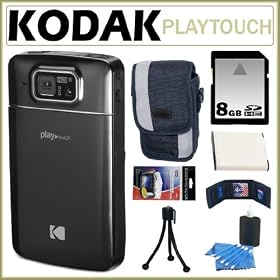 Kodak PlayTouch HD Video Camera REFURBISHED in Black + 8GB Accessory Kit