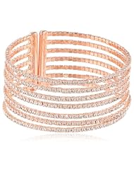Oroclone "Crystal Set" Plated 7 Row Gap Bangle Bracelet, 2.36"
