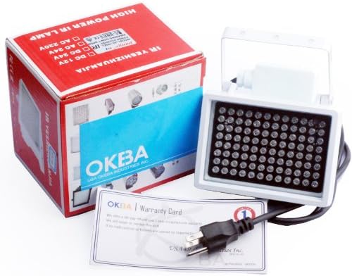 Okeba AC 110V 96 LED ARRAY Light Control Night vision IR Infrared Illuminator Light CCTV Camera 80m(263 FT) 60° angle visual rang for packing lot