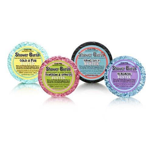 Hydra Shower Burst Gift Box 4 Piece Set Includes: Cold & Flu + Tension & Stress + Headache + Hangover