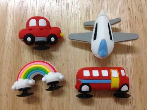 4pc 3D Car Airplane Rainbow Bus Shoe Charms Fits Jibbitz Croc Shoes &amp; Wristband Bracelet by shoe charms