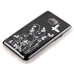 Tinxi Harte Schutz H�lle f�r Samsung Galaxy S2 I9100 Schwarz Und Silber Schmetterling Blumen Muster R�ck Schale Cover
