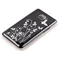 Tinxi Harte Schutz H�lle f�r Samsung Galaxy S2 I9100 Schwarz Und Silber Schmetterling Blumen Muster R�ck Schale Cover