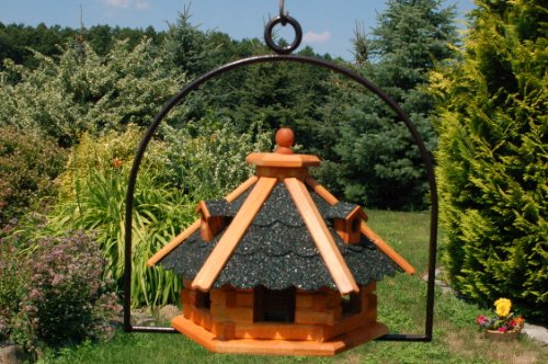 Vogelhaus Dach in dunkel Nr18 und Bügel zum aufhängen von Vogelhaus, Nistkasten, Vogelhäuschen, Futterhaus, Vogelvilla und Vogelhäusern, feuerverzinkt und pulverbeschichtet, rostfrei, hängend