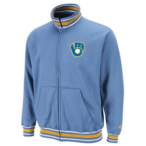 Milwaukee Brewers Majestic Clutch Hitter Full Zip Track Jacket