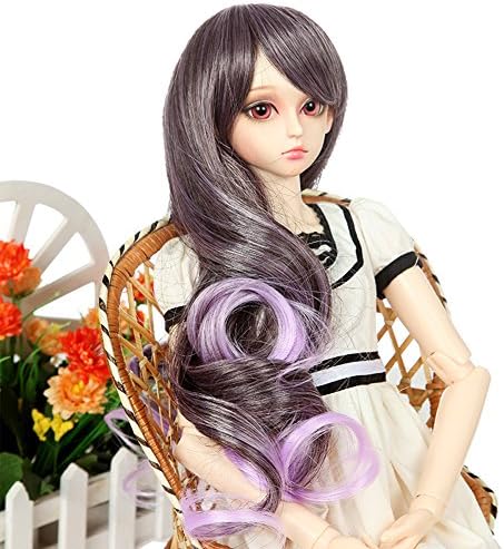 9-10 inch (22-24cm) 1/3 BJD/SD Doll Wig Multicolor Gradient Long Wavey Hair (Brown Pink)