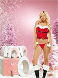 2 PC.Under Wired Santa's Bustier W/ Belt and Pom Pom G String