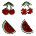 Kids? Sterling Silver Cherry/Watermelon ? Earring Set - Red