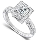 1 1/2 Carat TW Princess Diamond Engagement Ring in 14k White Gold
