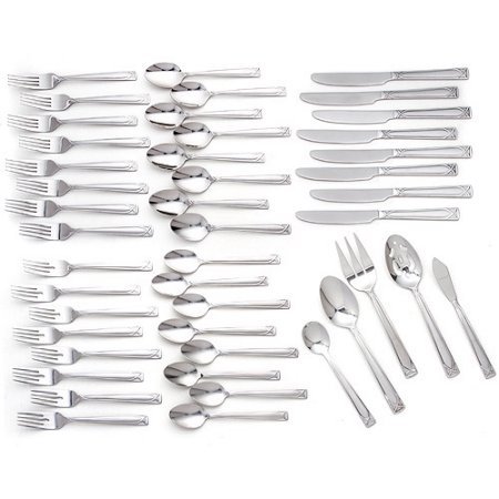Cambridge Silversmiths Crossroads Sand 45-Piece Flatware Set with 5-Piece Hostess Set