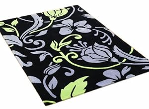 Rugs With Flair Rechteckiger Teppich Infinite Damask 75x150 cm Schwarz / Grau / Hellgrün