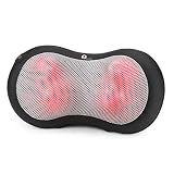 1byone Shiatsu Massage Pillow with Heat Balls and Car Adapter, Neck/Shoulder/Back Pillow Massager for Home, Office and Car Use, Black