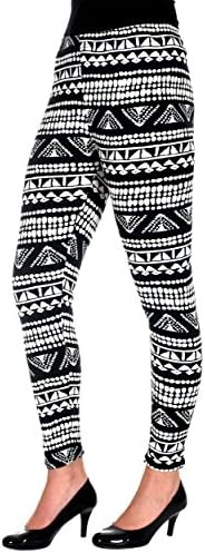 Women's Black &amp; White Aztek Paint Print Leggings