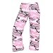 Pink Camouflage Cammo Novelty Print Jersey cotton low rise flared capri pants, 5 adult sizes